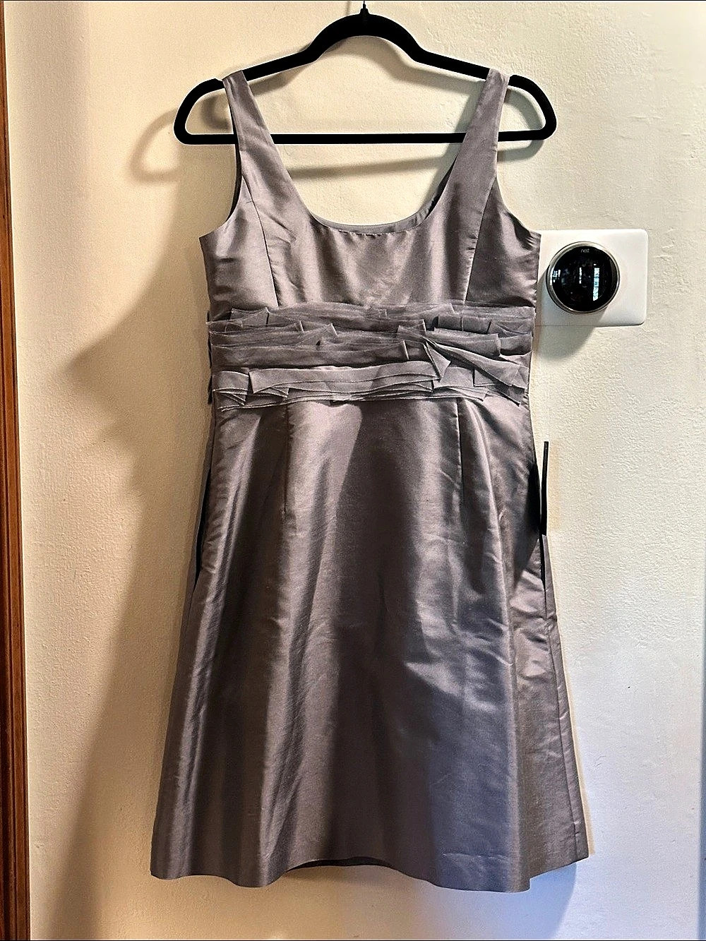 NWT Vintage Ann Taylor Silk Dupioni Cocktail Dress in Shimmering Silver - Size 6
